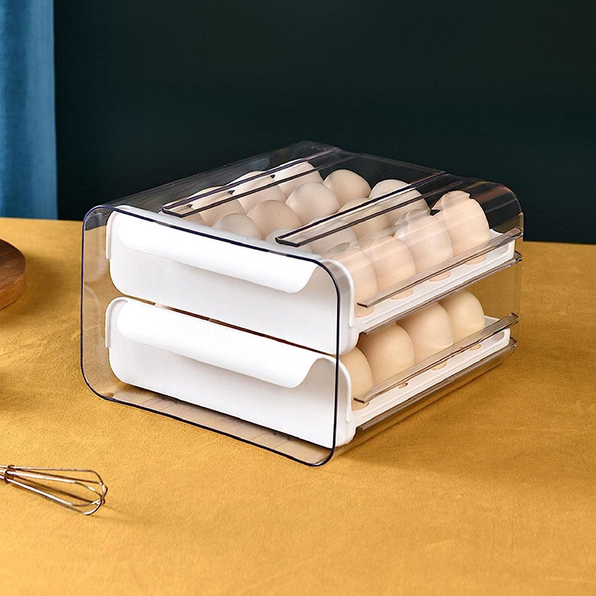 Caja de almacenamiento 2 niveles para huevos